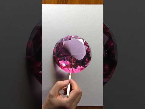 Pink gemstone on paper #drawing thumbnail