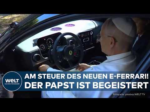 PAPST IM ELEKTRO-SPORTWAGEN: Leo XIV. begeistert von E-Ferrari "Luce" thumbnail