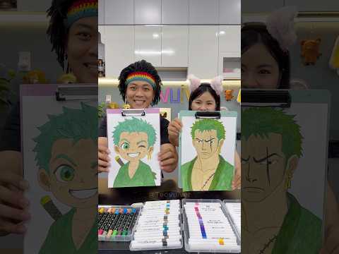 Which painting do you like better? 🎨✍️🤔 #shorts #drawing #onepiece #zoro thumbnail