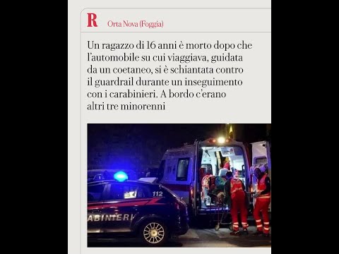 Automobile si schianta contro guardrail dopo un inseguimento dei carabinieri: morto 16enne thumbnail
