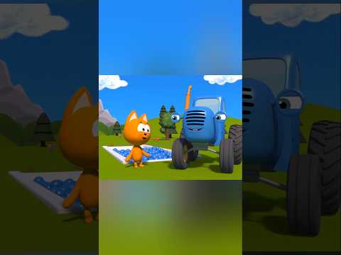 The Ginger Kitten and the Blue Tractor Are Dancing and Laughing 😂🚜🐱 #animation   #funny thumbnail