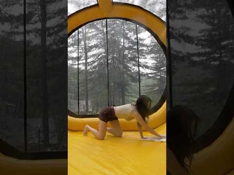 RAINY DAY CAMPING IN A NEW LUXURY AIR TENT ☔️ thumbnail