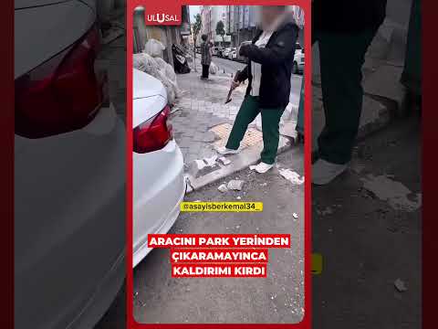 Arabasını park ettiği yerden çıkartamayan kadın kaldırımı kırdı #shorts #park #araba thumbnail