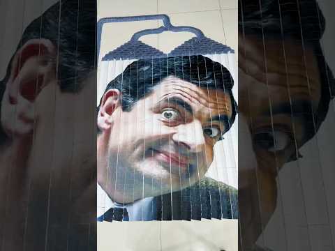 🎭🃏 Increíble Retrato Gigante de Mr. Bean 😲❤️ El Final Más Satisfactorio de Dominós 🔥✨#shorts thumbnail