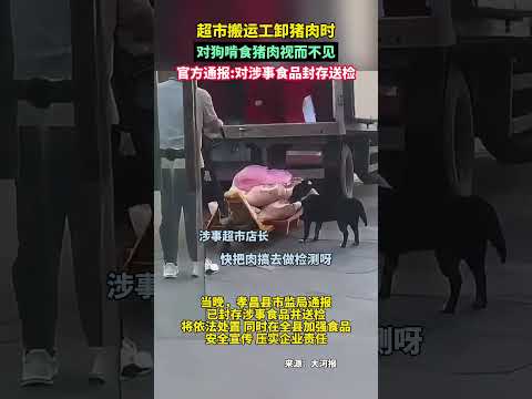 超市搬運工卸豬肉時，對狗啃食豬肉視而不見，官方通報:對涉事食品封存送檢。 thumbnail