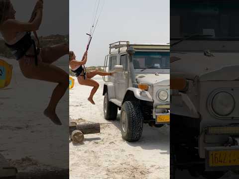 Beachstart of a crazy Kitegirl! 👀🤯 Jump from a car! thumbnail