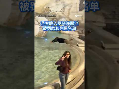 一名游客在意大利罗马著名地标“许愿池”特雷维喷泉（Trevi Fountain）纵身跳入水池，令现场游客震惊，事件视频事后在社交媒体疯传，掀起网民批评声浪。#8视界新闻网 #TreviFountain thumbnail