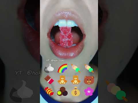 ASMR Eating EMOJI FOOD in Real Life! 🍫🍡 Super Crunchy & Satisfying #asmr #shorts thumbnail