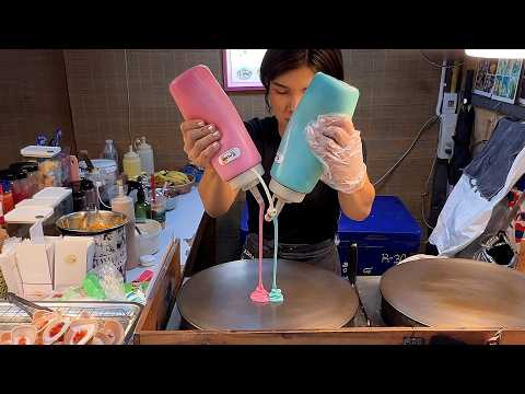 Unique Dessert! Colorful Rainbow Crepes in Bangkok Night Market thumbnail