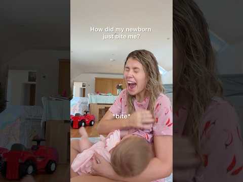 How did my newborn bite me😭 thumbnail
