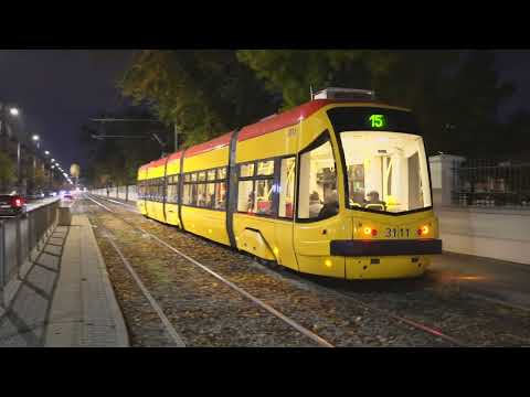 Poland, Warsaw, tram 15 @ night thumbnail
