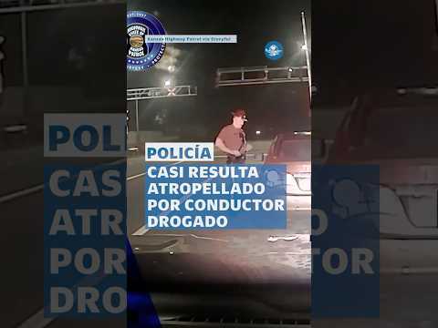 ¡Policía se salva por milímetros! Conductor drogado se estrella contra auto detenido #shorts thumbnail
