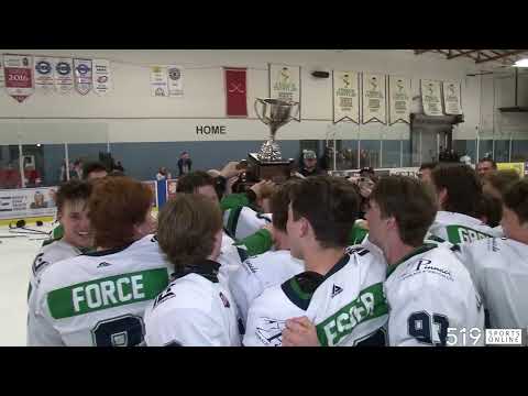 Tyler Ewald hoists the Schmalz Cup championship trophy thumbnail