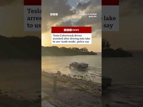 Man arrested in Texas for intentionally driving Tesla Cybertruck into lake. #USNews #BBCNews thumbnail