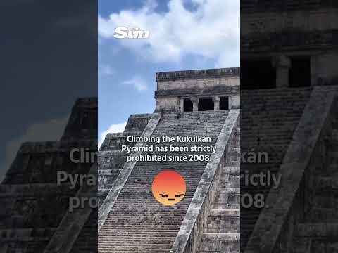 Shocking moment tourists brazenly scale iconic ancient pyramid before being arrested & face fine thumbnail