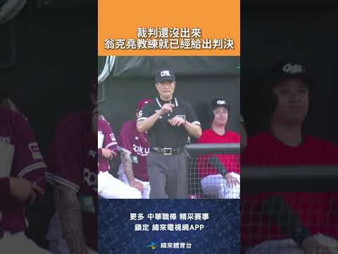 #CPBL 樂天桃猿挑戰判決 不過裁判還沒出來 翁克堯教練就已經給出判決 ! #樂天桃猿 #味全龍 #中華職棒 #shorts thumbnail