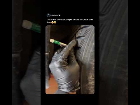 This is the perfect example of how to check bald tires 😜🤣 #carguy #funny #carculture thumbnail