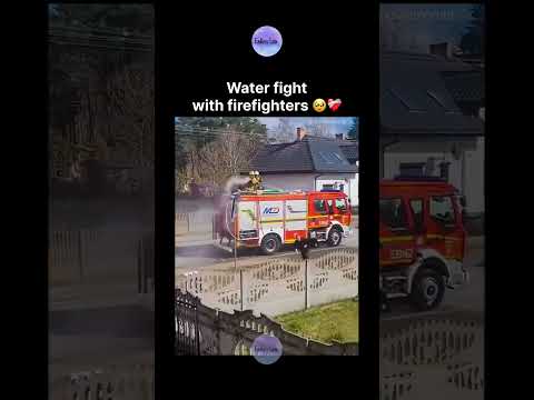 Water fight with firefighters 😍 thumbnail