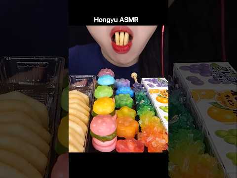 ASMR RAINBOW DESSERTS 무지개 햄버거 쿠로미 레인보우 슬라임 BURGER GUMMY KUROMI #shorts #mukbang #먹방 #rainbow #hongyu thumbnail
