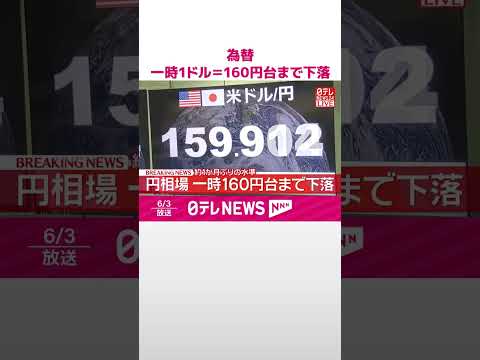 【速報】為替一時1ドル＝160円台まで下落  #shorts thumbnail
