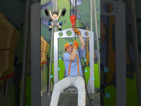 🏋️Gym Bro Blippi can lift his WHOLE BODY!? Pulley System Trick! #shorts thumbnail