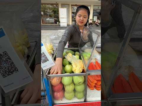 Thai Girl Sells Fresh Apple - Fruit Cutting Skills thumbnail