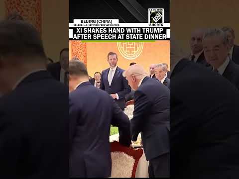 Xi Jinping shakes hand with Trump after his speech at State Dinner in China’s Beijing thumbnail