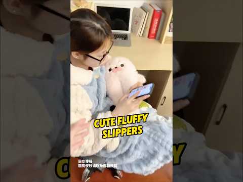 Cute Fluffy Slippers #ShortVideo thumbnail