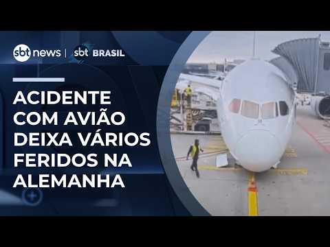 Trem de pouso de avião cede na Alemanha e deixa tripulantes feridos | #SBTBrasil thumbnail