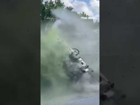 SHOCKING: Train strikes septic truck as it crosses tracks #foxnews #news #shorts #train #crash thumbnail