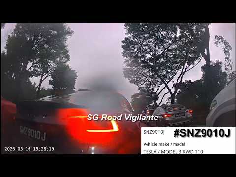 16may2026 #SNZ9010J tesla model 3 came to a complete stop on lane 2 of the expressway to change lane thumbnail
