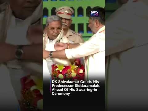 Watch: DK Shivakumar Greets Former Karnataka CM Siddaramaiah Before Taking Oath | #shorts thumbnail