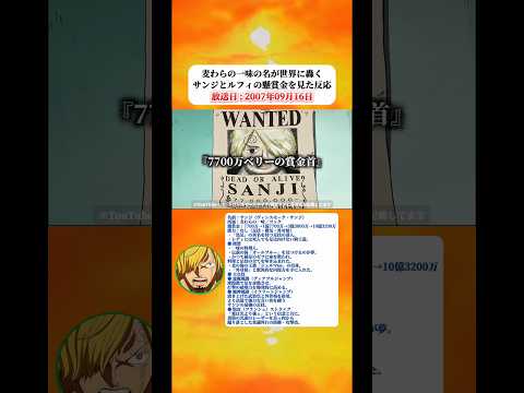 サンジとルフィの手配書を見た反応 | 麦わらの一味の名が世界に轟く 【ワンピース】 thumbnail