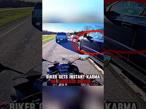 Biker gets INSTANR KARMA on careless driver‼️? thumbnail