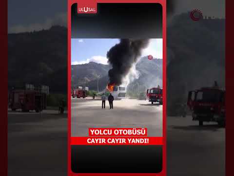 Otobüs terminalinde park halindeki yolcu otobüsü alev alev yandı! #shorts thumbnail