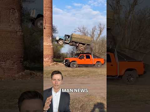 Epic Truck Stunt Removes Tower | Man News (via via chebotarev_evgeny/ig) #stunt #truck #reaction thumbnail