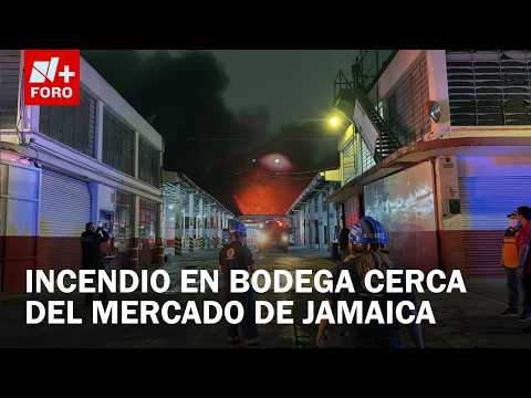 Reportan fuerte incendio en inmediaciones del Mercado de Jamaica en CDMX thumbnail