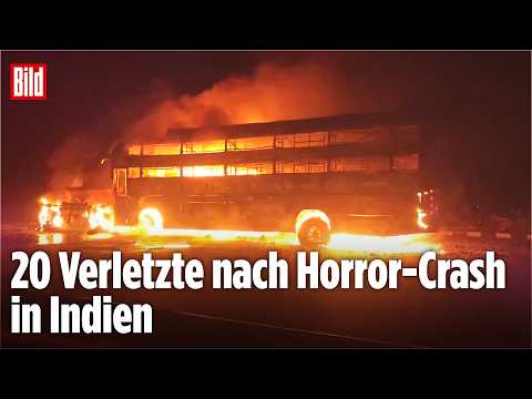 Feuer-Inferno nach schwerem Bus-Unfall auf Autobahn! thumbnail