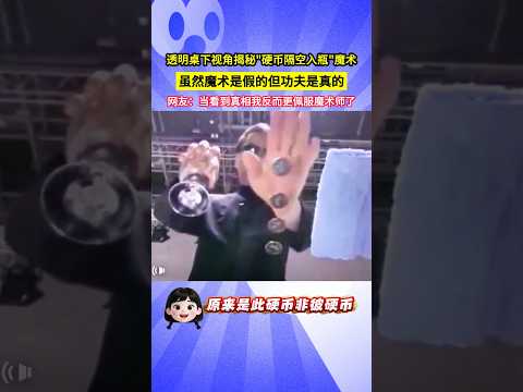透明桌下視角揭秘"硬幣隔空入瓶"魔術，雖然魔術是假的但功夫是真的，網友：當看到真相我反而更佩服魔術師了！#shorts thumbnail