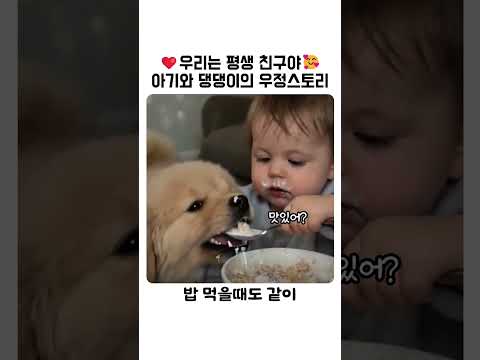 밥도 잠도 같이💤 아기랑 골댕이 우정 thumbnail
