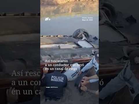 Así rescataron a un hombre a punto de ahogarse al caer con su auto a un canal de riego en Sinaloa thumbnail