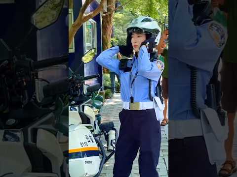 short moto girl on motor bike #ytshorts #bikerchic #policegirl #bikerider #trafficcop #tiktokuk #fyp thumbnail