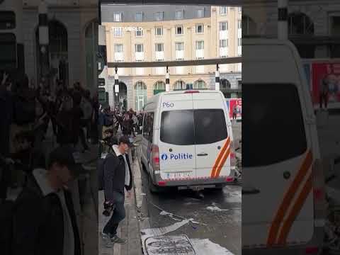 Belgian police use tear gas during protest against education reforms thumbnail