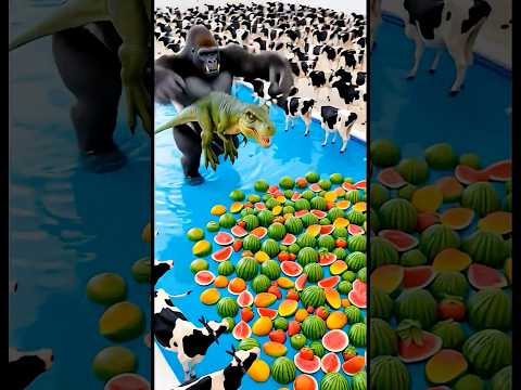 Marvelous funny prank Dinosaur  gorilla monkey video Dancing Polish Cow dance swim funny video ASMR thumbnail