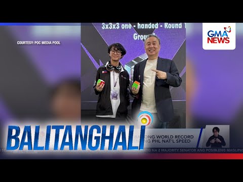 Crimson Arradaza, nagtala ng bagong world record sa one-handed speed cubing event... | Balitanghali thumbnail