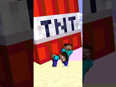 Running With Bigger And Bigger TNT Steve and Herobrine #shorts #friendship #mrbeast #helpherobrine thumbnail