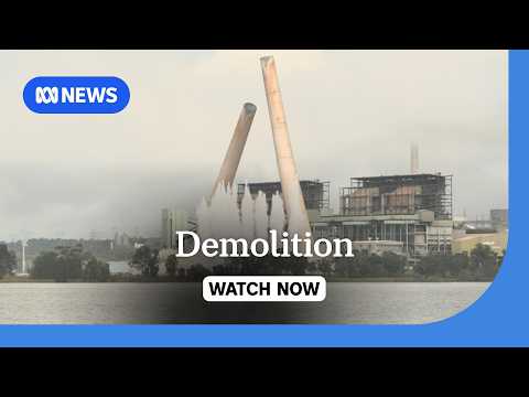 IN FULL: Two 170-metre tall chimneys from Liddell Power Station demolished | ABC NEWS thumbnail