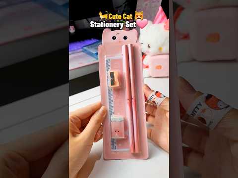 CUTE Cat Stationery Set Unboxing ASMR 😻🖍 #schoolsupplies thumbnail