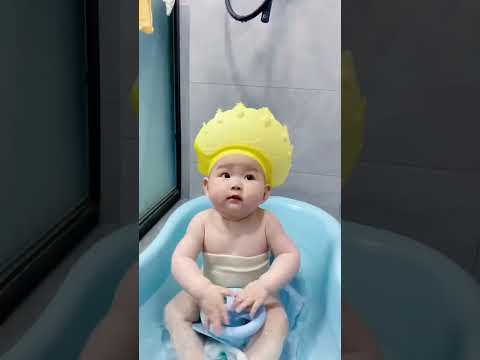 How to safely bathe a baby. ( # 3107 ) ✅ Soft & Adjustable Baby Shower Cap thumbnail