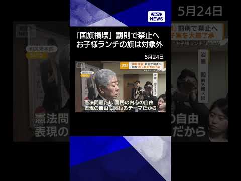 【ニュース】「国旗損壊」罰則で禁止へ　自民が骨子案を大筋了承　お子様ランチの旗は対象外 #shorts thumbnail